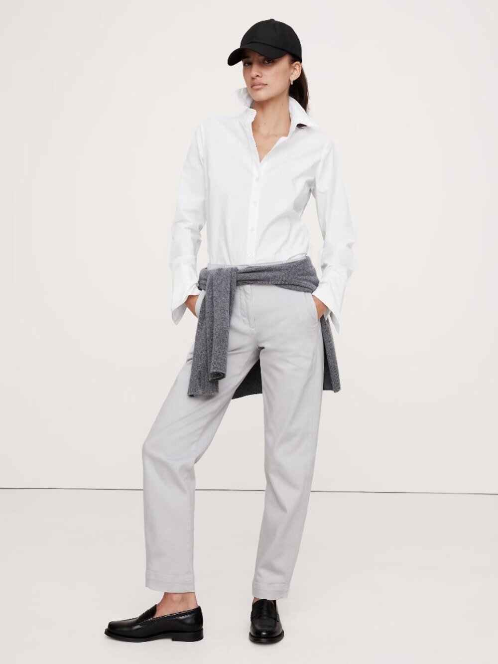 NWT Banana Republic White Tailored Cotton Poplin Riley II Shirt Top 14